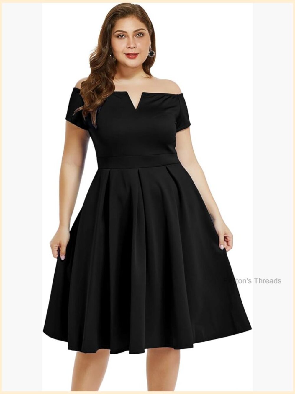 Plus Size Vintage 1950s Cocktail Wedding Swing Midi Dress Off Shoulder
